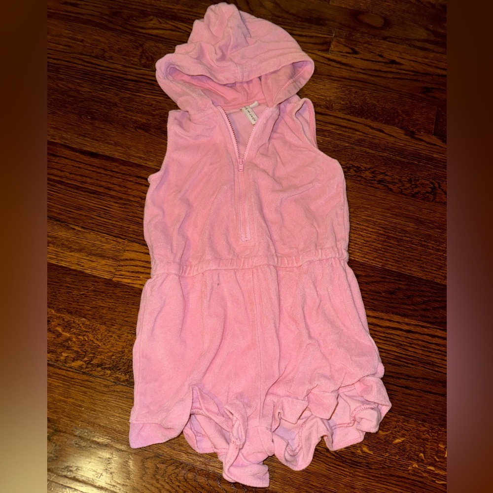 Janie and Jack Pink Hooded Terry Swim Coverup Romper